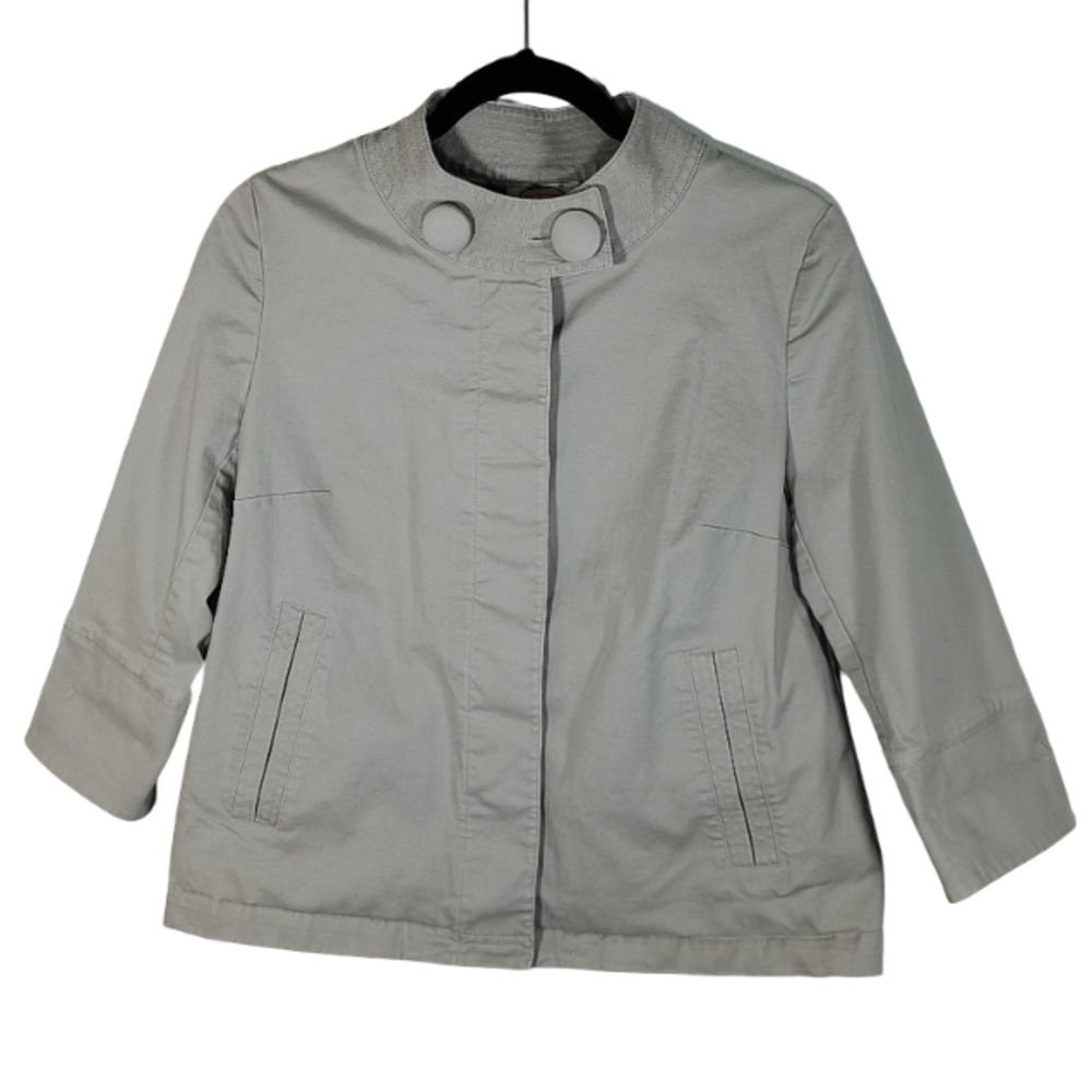 Talbots Gray Utility Jacket with Standing Collar Women's Size Small Petite